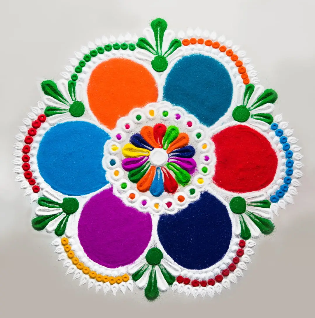 Powder Rangoli design during festivals
